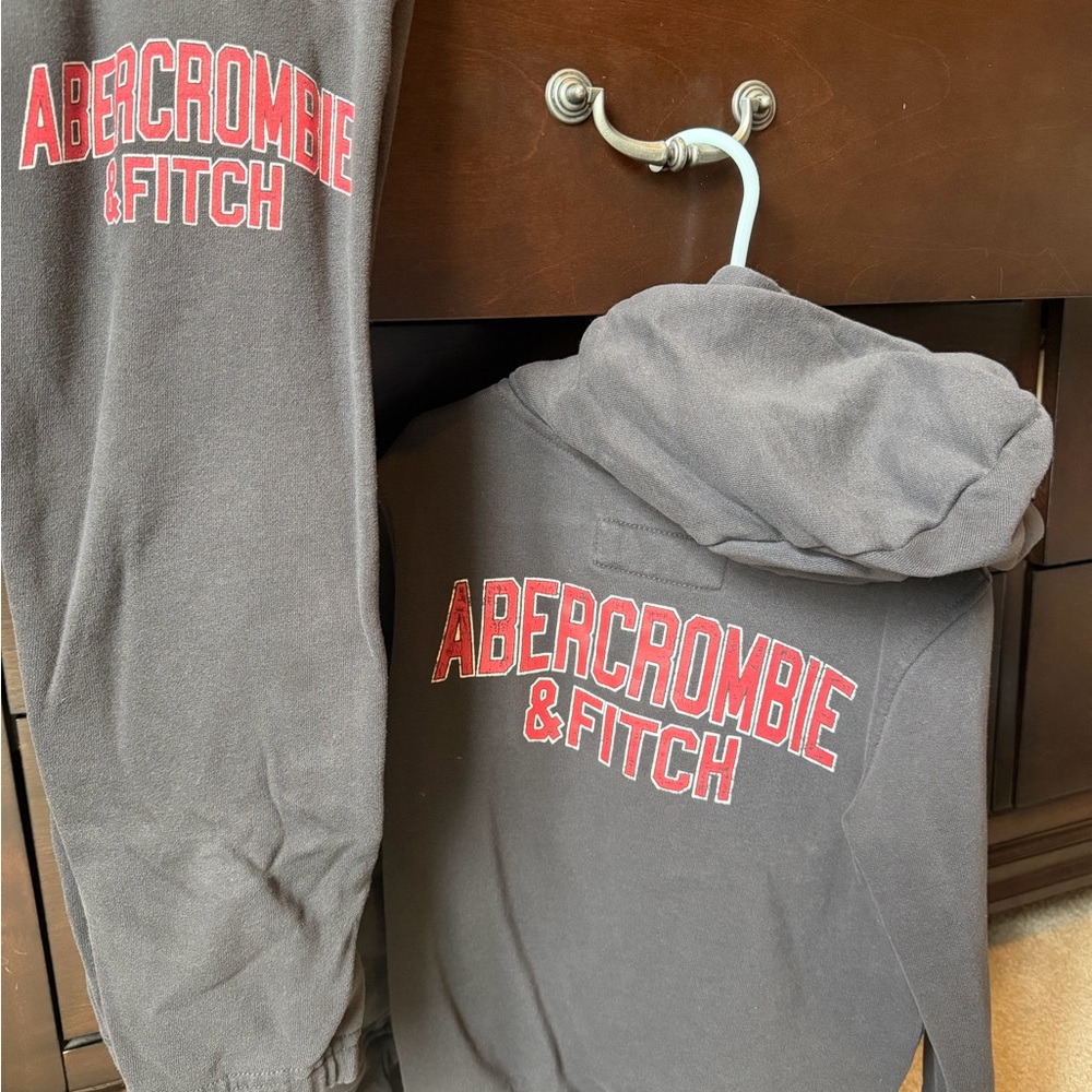 Abercrombie & Fitch Charcoal Hoodie with Red Logo